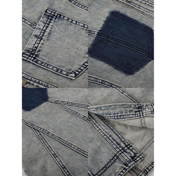 Women's Denim Dress Casual Long Sleeve Button Front A-Line Babydoll - Picture 4 of 5